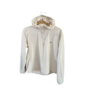Tommy Hilfiger Womens XL White 1/2 Zip Hoodie Pull Over Sweatshirt Long Sleeve F
